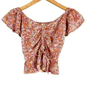 Women’s Japna Floral Print Peplum Top w/ Flutter Sleeves 100% Viscose Size XXS